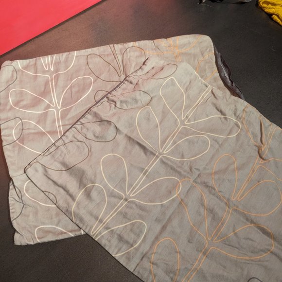 Reversible Vine Print Gray Cream Brown Sham / Throw Covers - Picture 9 of 12